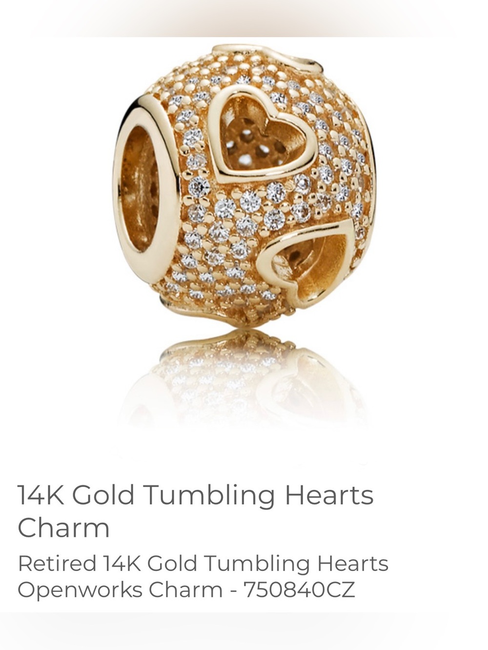 Rare & Retired - Authentic 14K Gold Tumbling Hearts Charm